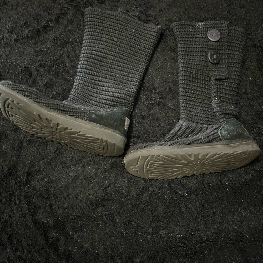 UGG Black Knit Boots with Button Accents